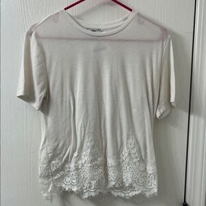 Only White Lace Trim Women Top small